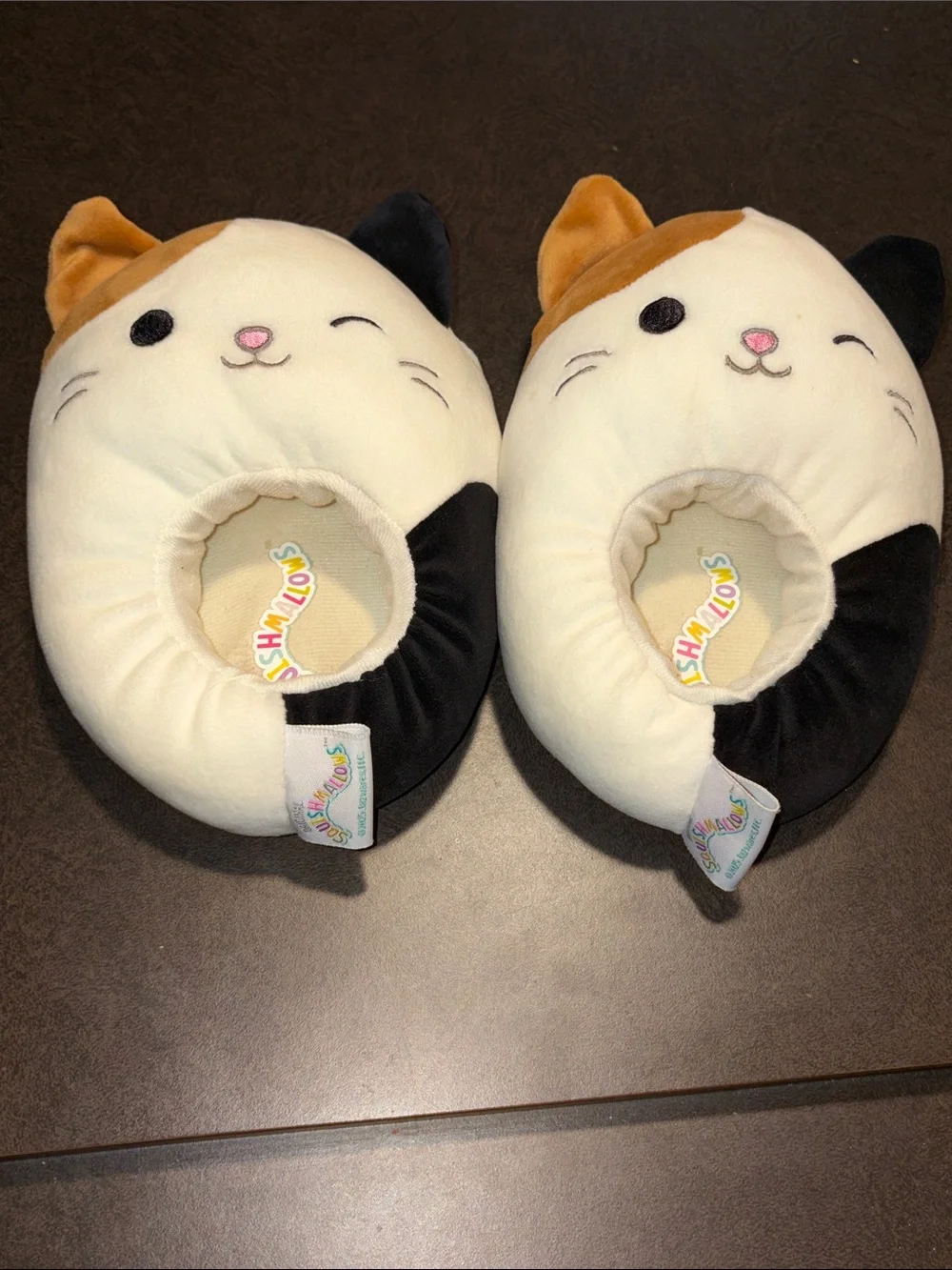 Squishmallows Kids Slippers - White, Black, Orange Calico Cat